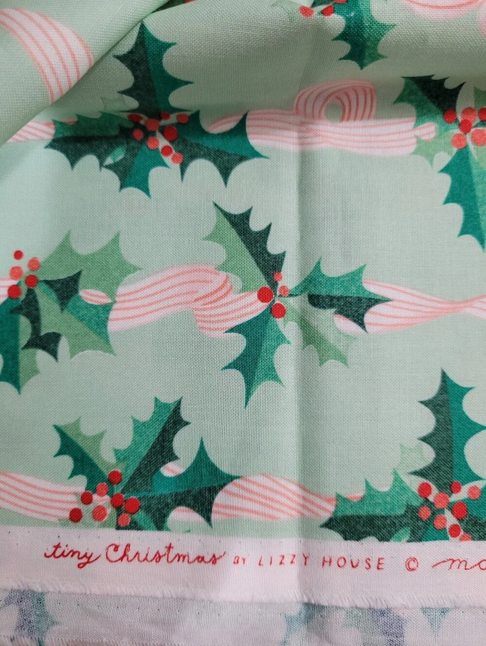 Tiny Christmas Lizzy House Moda Fabrics Cotton Holy Ribbon Sewing Fabric (1012)